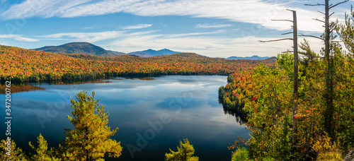 Silver Lake  Bog preserve - Autumn view of  Silver Lake from the bluffs - Adirondack Mountains new York photo