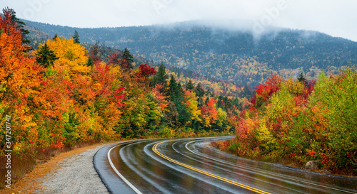 Scenic Autumn drive on the Kancamagus Scenic Highway - White Mountain New Hampshire