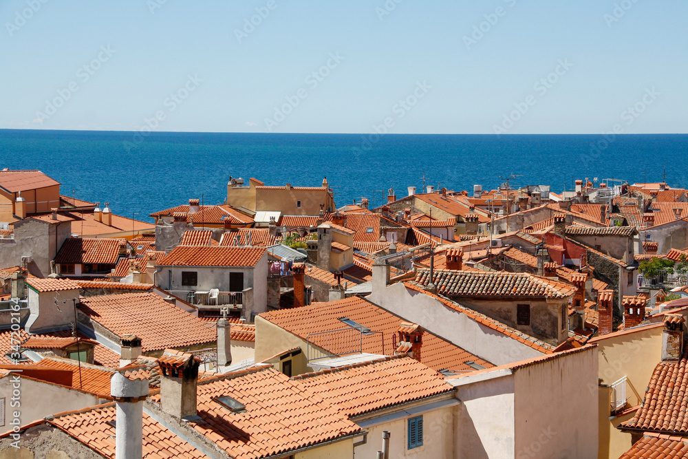 The roofs of the city of Piran, Slovenia