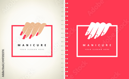 Hand logo. Fingers and manicure female vector.