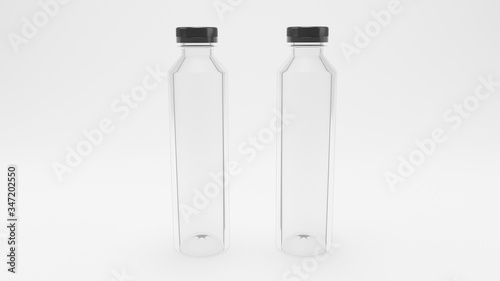 3d rendered high resolution transparent double white bottle with clear background for creating mockup