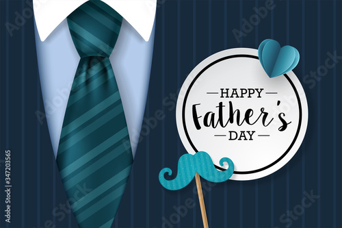 Fathers day banner design with lettering and tie. Vector illustration