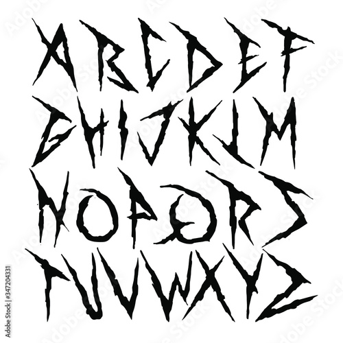 Alphabet sharp edges horror theme