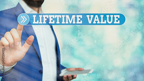 Text sign showing Lifetime Value. Business photo showcasing Worth of the customer over the lifetime of the business