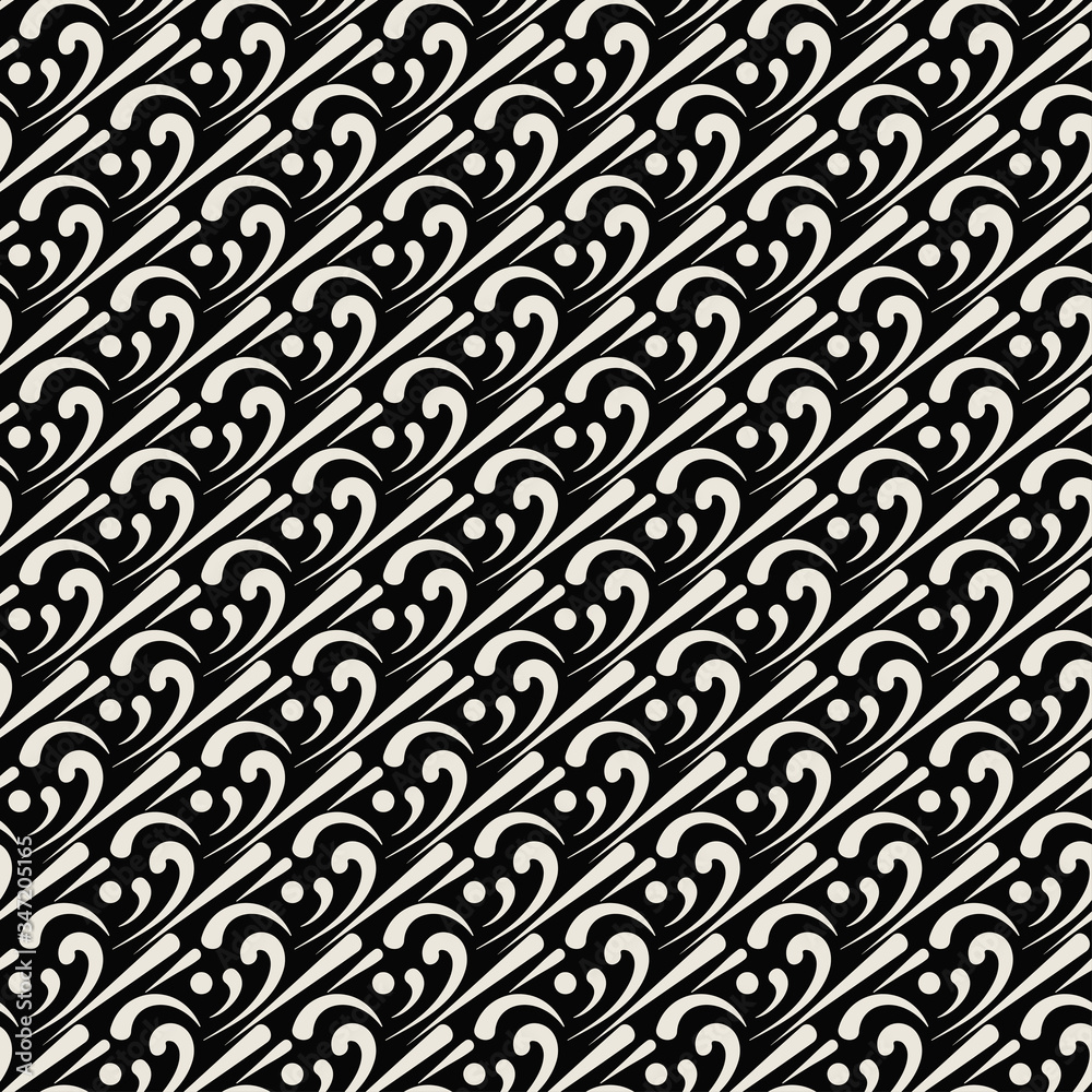Decorative background pattern floral pattern. Black and white texture for wallpaper. EPS 10 vector.