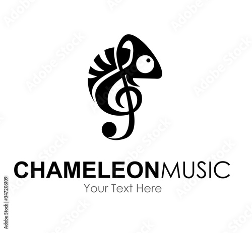 chameleon music logo design concept isolated on white background 