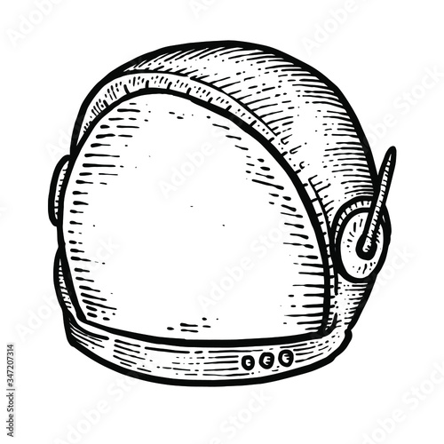 Black and White Astronaut engraving Vector design
