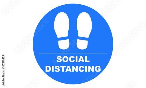 Social distancing illustration of feet to indicate or remind people to keep a minimum of 6ft to help prevent the spread of the covid-19 pandemic vector icon