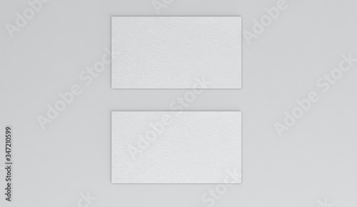 two 3D rendered textured white name card top view with clean background for creating mock-up