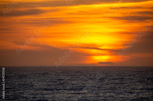 Pacific Ocean sunset from Yachats, Oregon in August, horizontal © mtatman