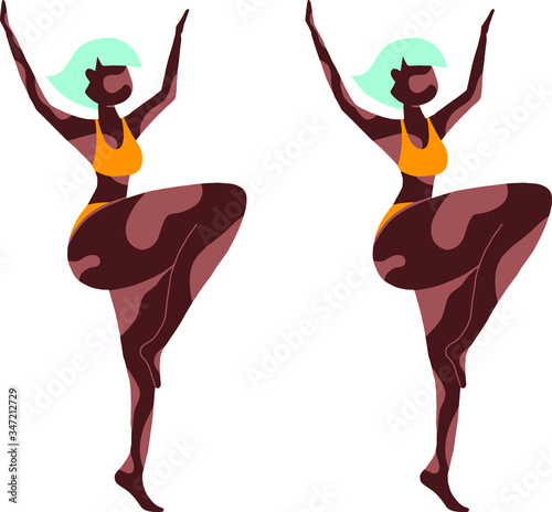 Girl in bathing suits. A girl with vitiligo. Illustration. vector. Portrait
