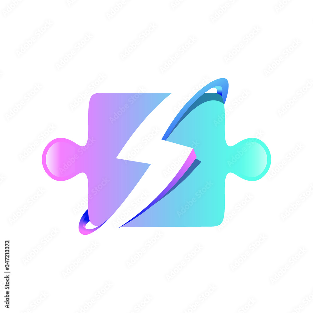 pink and blue puzzle with bolt symbol for supporting developmental health logo sign pink and blue puzzle with bolt symbol for supporting developmental health logo sign