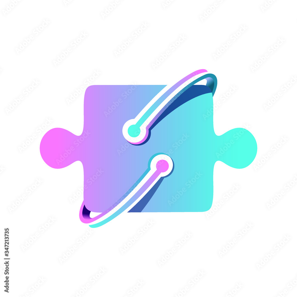 pink and blue puzzle with technology symbol for supporting developmental health logo sign pink and blue puzzle with technology symbol for supporting developmental health logo sign