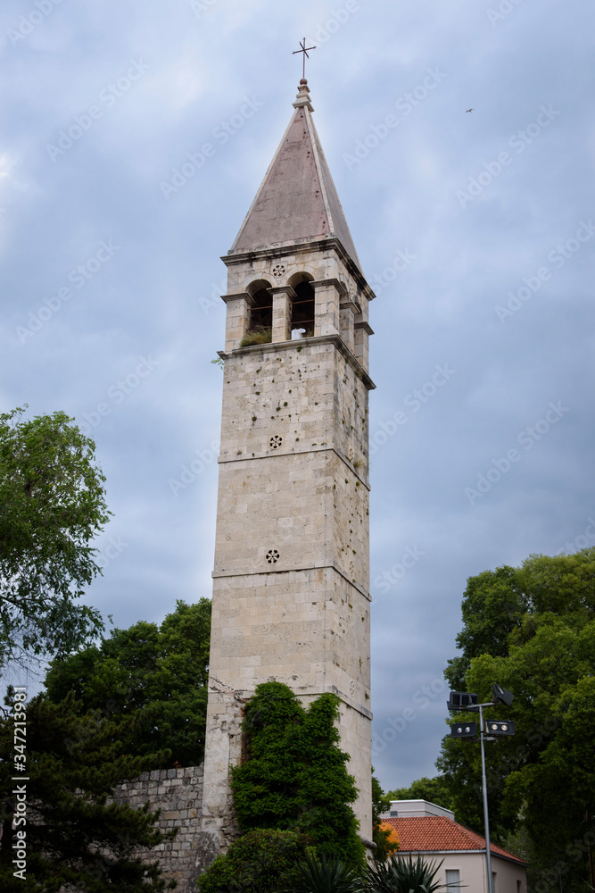 Tower in Split, port city on the Dalmatian coast, on the Adriatic Sea, Croatia, Europe.