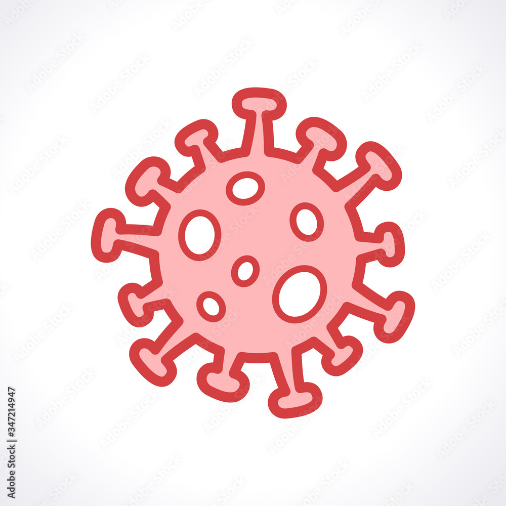 Coronavirus 2019-nCoV bacteria red vector illustration - line logo concept of Covid-19 disease and corona virus news about lockdown or outbreak from Wuhan - China and flu global spread. Isolated. Coronavirus 2019-nCoV bacteria red vector illustration - line logo concept of Covid-19 disease and corona virus news about lockdown or outbreak from Wuhan - China and flu global spread. Isolated.