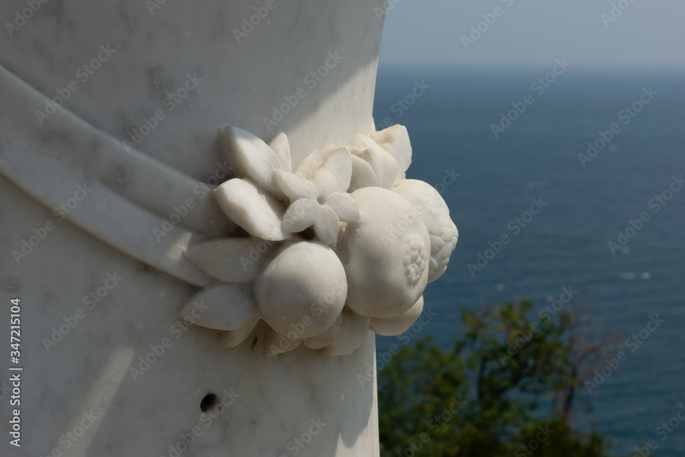 Marble column with a pattern on the sea coast, Vorontsov Palace, Alupka