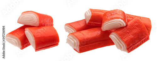 Φωτογραφία Slised crab sticks isolated on white background