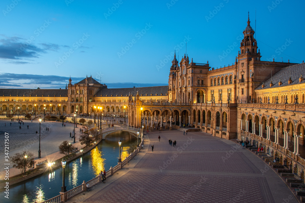 Seville, Spain, November 13, 2019: Seville Spanish square (Plaza