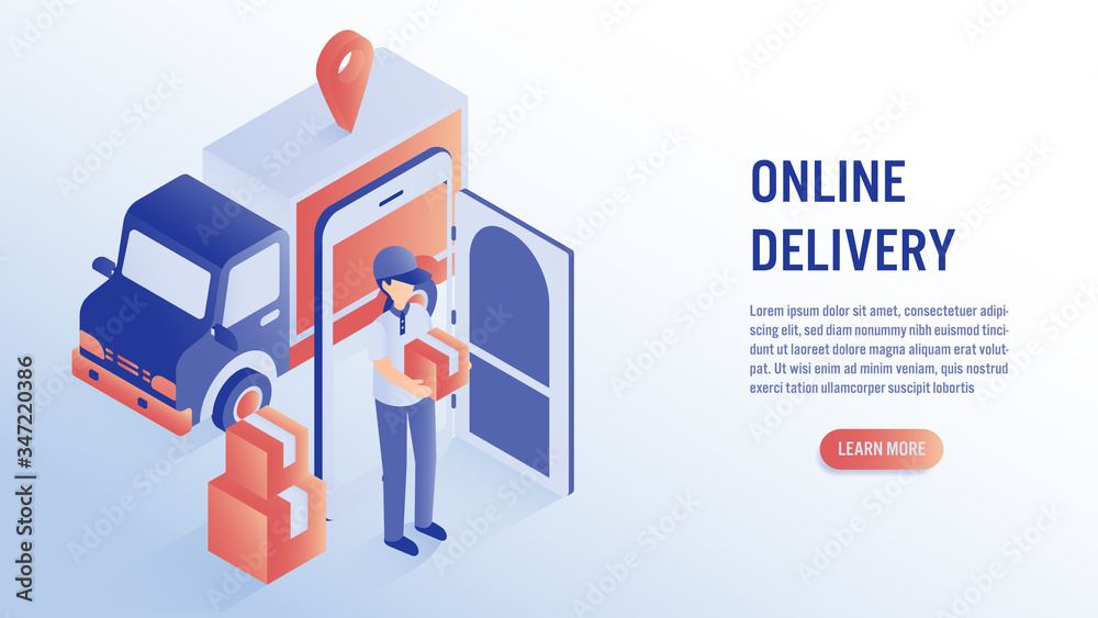 Online delivery with mobile concept. Online delivery with mobile concept.