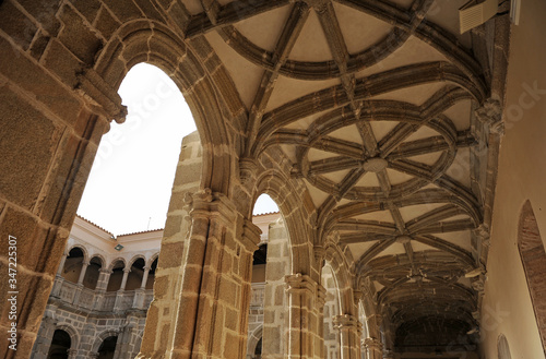 Convent of Santiago (Conventual Santiaguista) Renaissance cloister in Calera de Leon, Badajoz province, Spain  photo