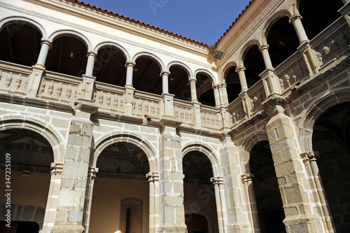 Convent of Santiago (Conventual Santiaguista) Renaissance cloister in Calera de Leon, Badajoz province, Spain  photo