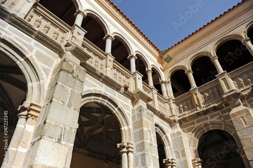 Convent of Santiago (Conventual Santiaguista) Renaissance cloister in Calera de Leon, Badajoz province, Spain  photo