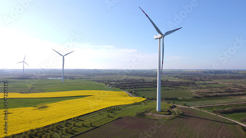 Wind turbines farm. Wind power plant