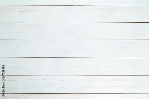 White wood texture background, wooden table top view.