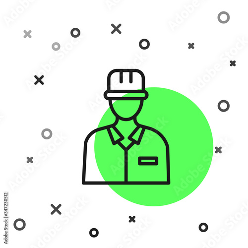 Black line Oilman icon isolated on white background.  Vector Illustration