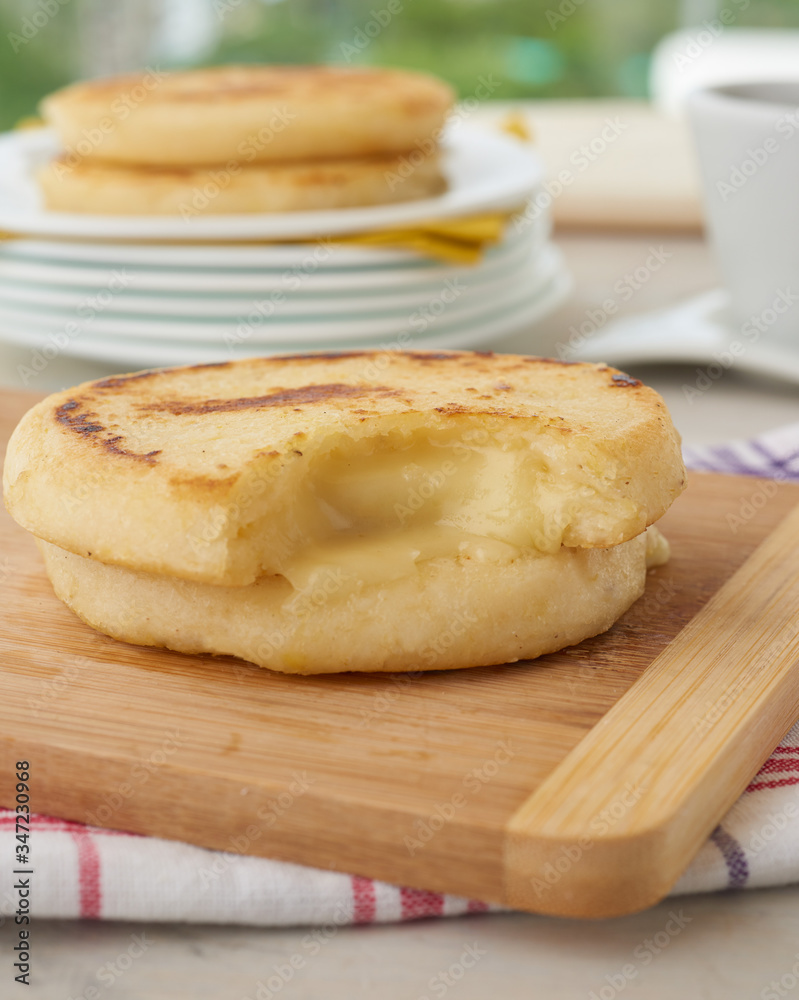 Arepa with cheese corn bread Arepa with cheese corn bread