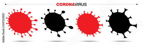 Coronavirus Covid-19 Icon set in perspective. Label or sticker for medicament, vaccine, alcogel. Novel Coronavirus 2019-nCoV symbol. Vector Icon.