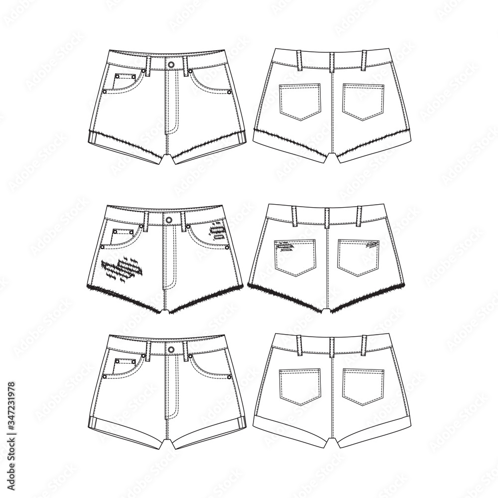 Short Pants Skirt Technical Fashion Illustration High Waisted Shorts Skirt  Fashion Flat Sketch Template Front Back View White Women Cad Mockup Stock  Illustration - Download Image Now - iStock