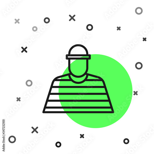 Black line Prisoner icon isolated on white background.  Vector Illustration