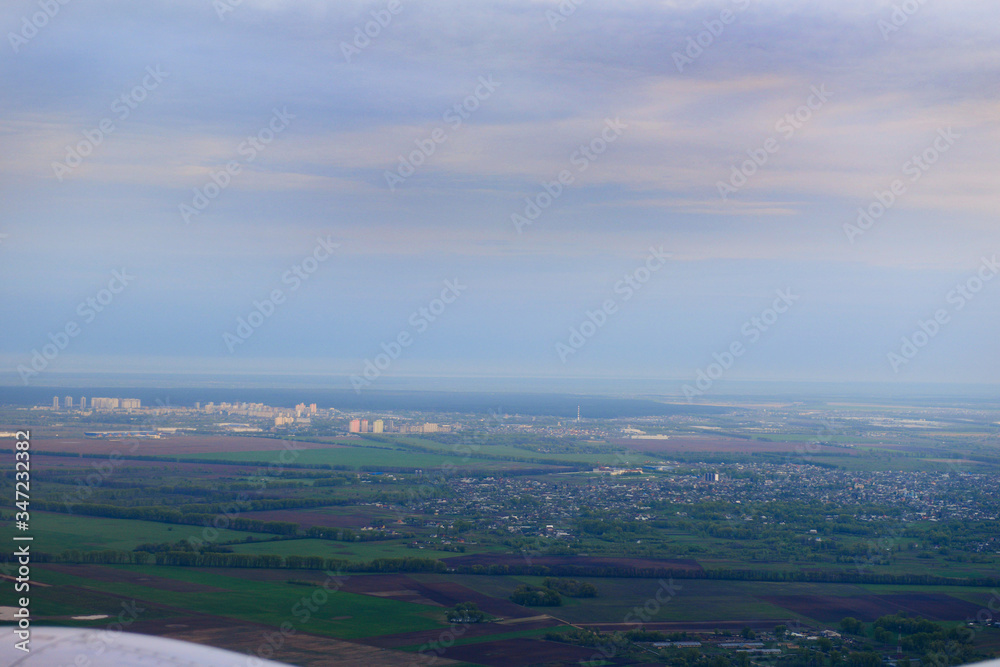 Amazing view from window of airplane, Ukraine