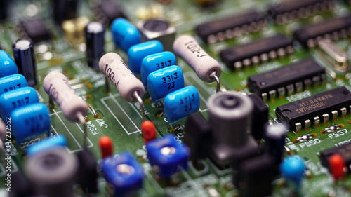 Tablou pe pânză Close-Up Resistors and electronics on board electrical circuits.