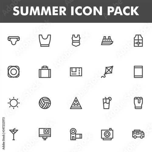 Summer icon pack isolated on white background. for your web site design, logo, app, UI. Vector graphics illustration and editable stroke. EPS 10.