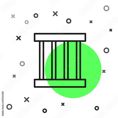 Black line Prison window icon isolated on white background.  Vector Illustration