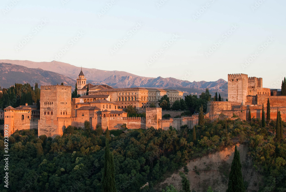 Beautiful sunset view of Alhambra (Granada, Spain)