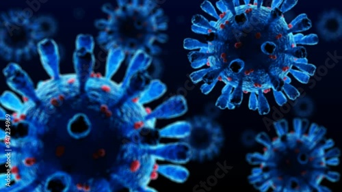 Wallpaper Mural Corona Virus Cells Moving, Blue Covid-19, Animation looping. Torontodigital.ca