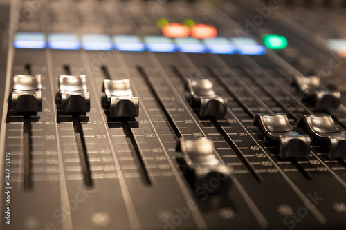 Professional sound control panel. Equipment for concerts and events