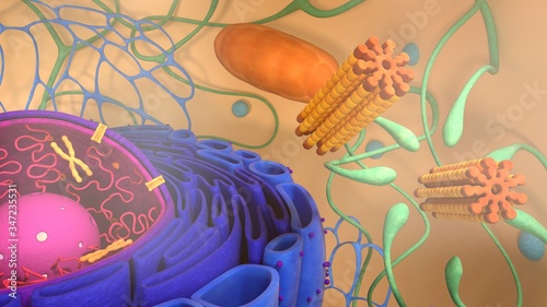 Canvas Print 3d render. 3d illustration cell modell.
