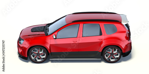 3D rendering of a brand-less generic SUV concept car in studio environment