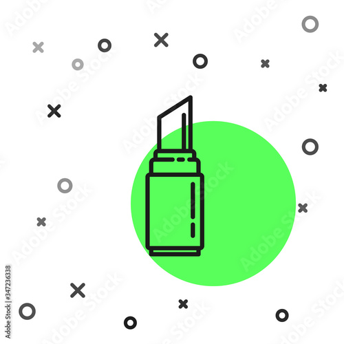 Black line Lipstick icon isolated on white background. 8 March. International Happy Women Day.  Vector Illustration