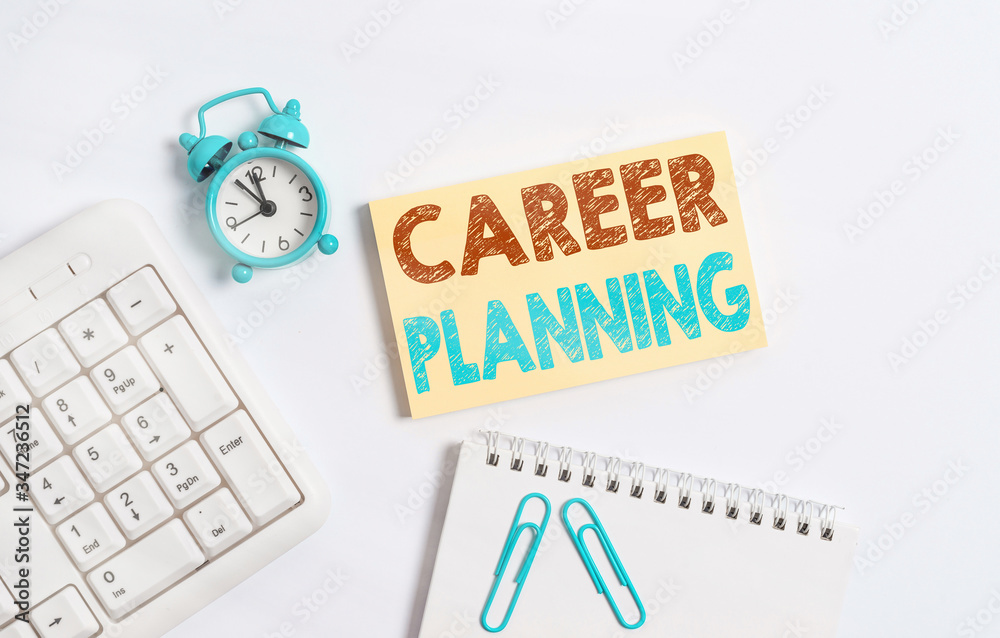 Writing note showing Career Planning. Business concept for Strategically plan your career goals and work success Keyboard with empty note paper and pencil white background Writing note showing Career Planning. Business concept for Strategically plan your career goals and work success Keyboard with empty note paper and pencil white background