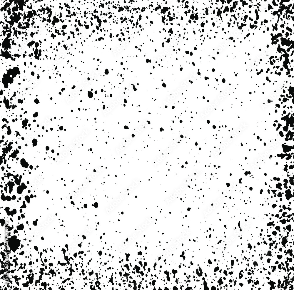 Splatter background. Vector black and white abstraction. Dots and blots sprayed with ink.Brush stroke.