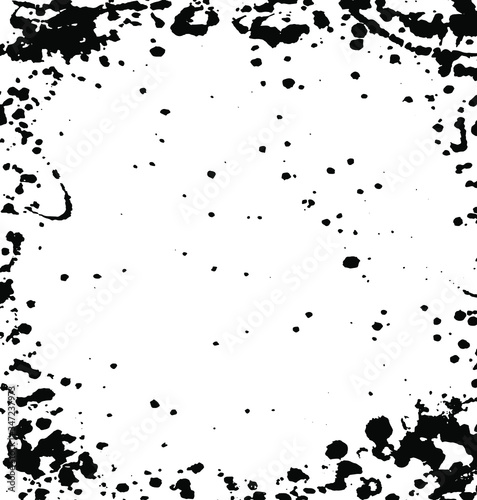 Splatter background. Vector black and white abstraction. Dots and blots sprayed with ink.Brush stroke.