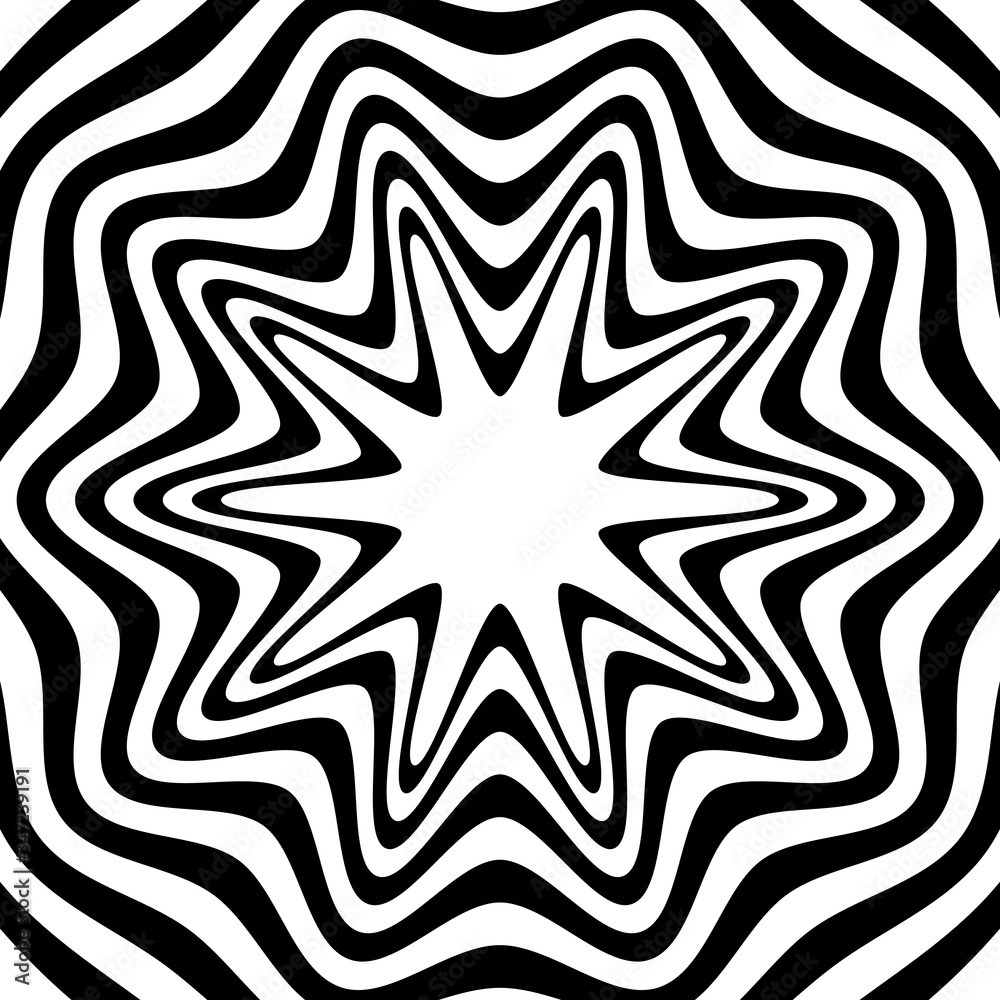 Optical art. Geometric background. Black and white lines. Vector illustration Optical art. Geometric background. Black and white lines. Vector illustration
