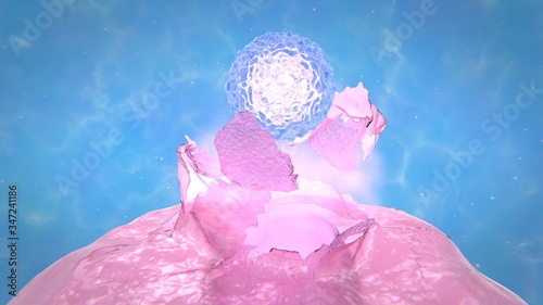 фотографія 3d illustration ovum exit from follicle. ovulation