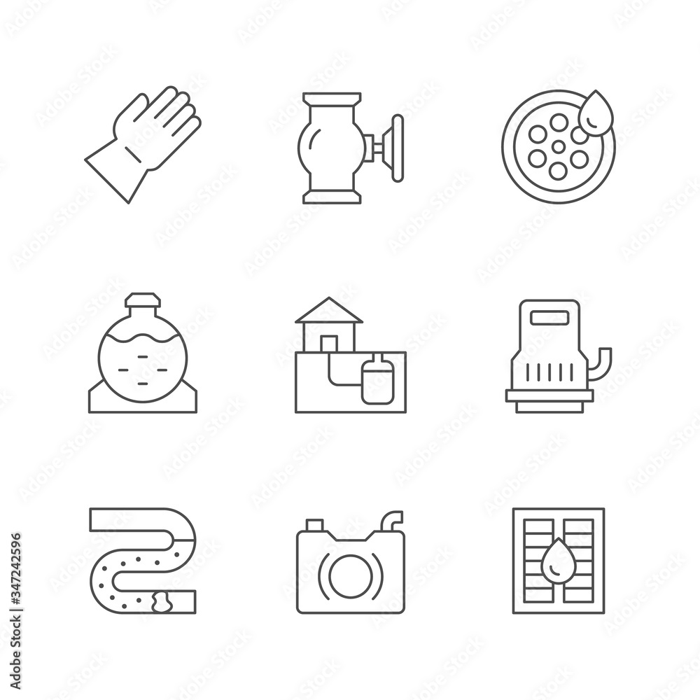 Fototapeta premium Set line icons of sewerage