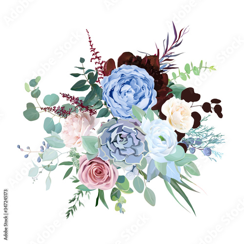 Elegant floral vector bouquet with burgundy red peony